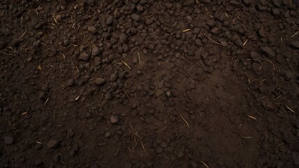 Cutout of dark soil