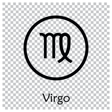 Virgo sign . Vector illustration. Virgo zodiac sign symbole on transparent background horoscope astrology. Zodiac sign. Astrological calendar. Zodiacal black and white vector horoscope. Line