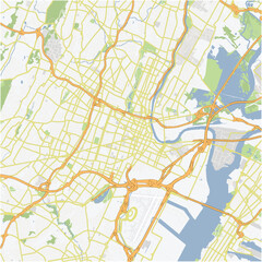 Road map of Newark in New Jersey. Contains layered vector with roads water, parks, etc.