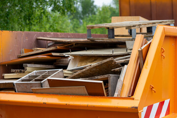 Apartment clearance bulky waste on a container