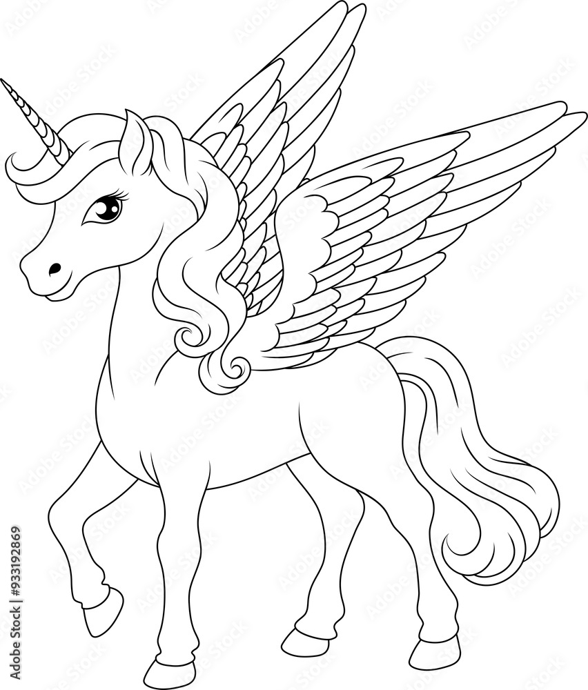 Poster unicorn pegasus wings horn horse animal cartoon