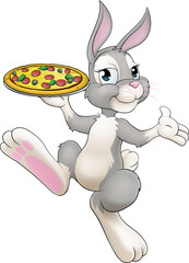 Easter Bunny Rabbit Cartoon Pizza Restaurant Chef