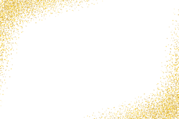 Gold glitter dust mockup frame border isolated on transparent white background. Celebratory glitter dots dust particles. Golden Rectangle dust  shining, Luxury events decoration design elements, PNG