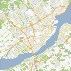 Fototapeta premium Road map of Quebec City in Canada. Contains layered vector with roads water, parks, etc.