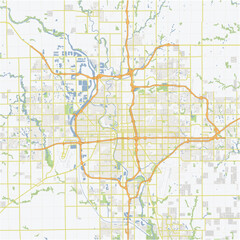 Road map of Wichita in Kansas. Contains layered vector with roads water, parks, etc.