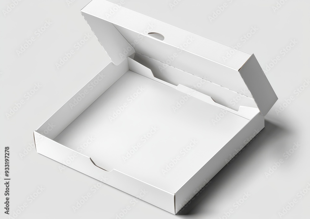 Fototapete pizza box packaging mock up set isolated. blank pizza box design mock up set isolated.