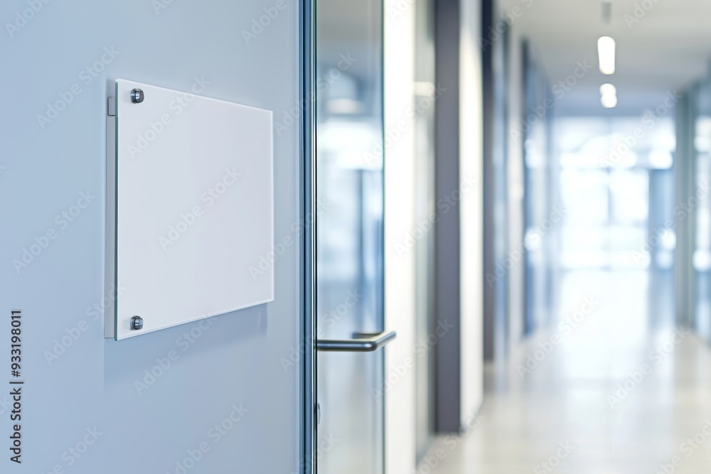 Poster a mock up of a blank glass nameplate design is shown in this 3d rendering. the signplate is mounted 