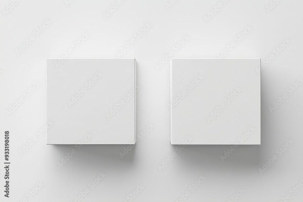 Poster An isolated white cardboard product box set mockup of a smartphone store product pack. That depicts the top side view and clipping path. A clear rectangular cardboard phone crate mockup that contains