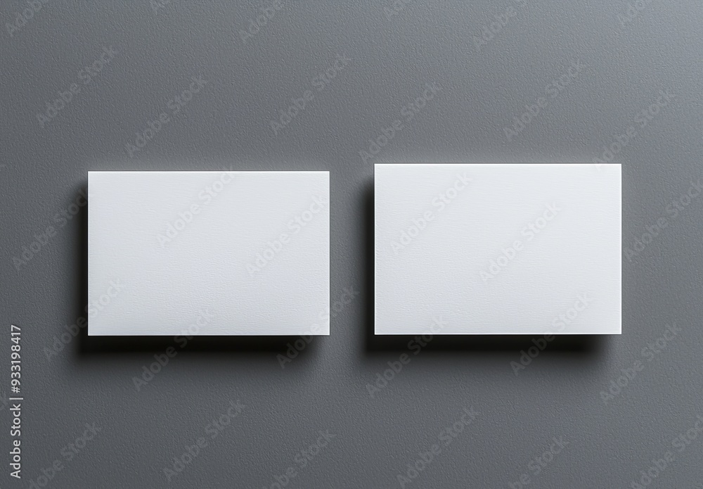 Poster isolated white business cards mockups with shadows, front and back. vertical visiting paper template