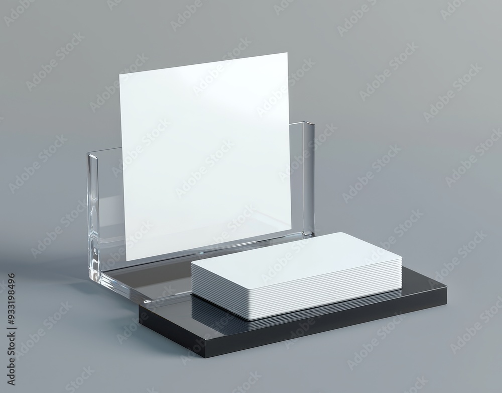 Poster the dla fliers mockup stand in the acrylic box. the brochure template is held in a transparent plexi