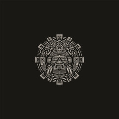 Obraz premium Aztec totem traditional mask design artwork vector illustration