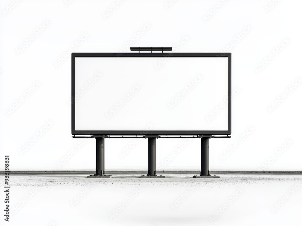 Aufkleber An empty trivision billboard design mockup in 3D rendered format. A rotating prisma sign template with scroll panels on plain city banner frame.