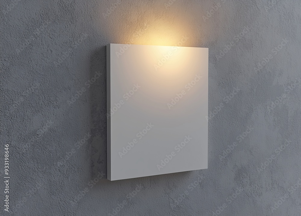 Aufkleber Blank store signage design mock up isolated, 3D rendering. Unlit square light box mock up. Sign for logo presentation hanging on wall.