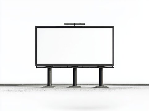 An empty trivision billboard design mockup in 3D rendered format. A rotating prisma sign template with scroll panels on plain city banner frame.