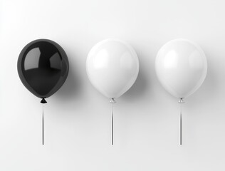 Mockup of a blank black and white balloon. Clean white balloon template. Presentation of logo, texture, pattern on plain aerostat design element.