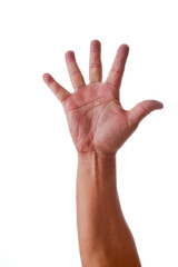 男性の手のひら　ストップ