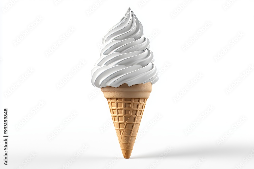 Poster white ice cream cone packaging mockup with a chocolate waffle template. interior view of an empty ic