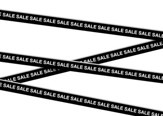 black ribbon with "SALE" text on transparent png background. For black friday, cyber monday, sale, discount, deal, web, cover, banner, design