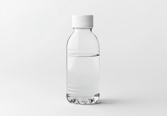 White sport bottle mockup mockup isolated, front view, 3D rendering. Empty crystal can with cap mockup. Clear take away flask for camping or extreme tourism.
