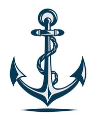 Vintage blue anchor with rope illustration