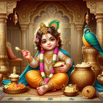 digital illustration of the Hindu deity Krishna