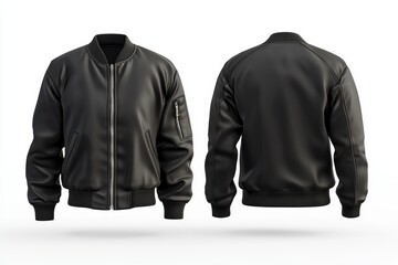 Mock up of a black bomber jacket with different views