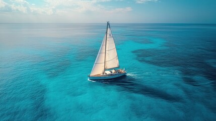 Obraz premium Sailboat On Crystal Clear Waters