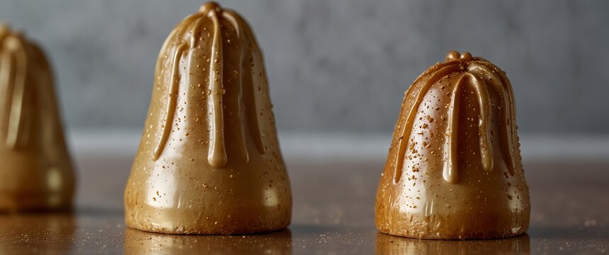 A zoomedin view of a glossy goldplated pastry tip designed for adding a touch of opulence to any dessert creation.