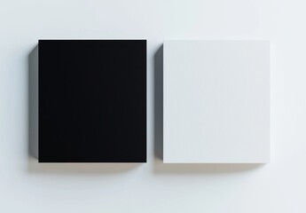 The mockup shows a blank black and white square fridge magnet from the side