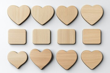 Fototapeta premium The top view of a blank wood plate mockup, showing different shapes