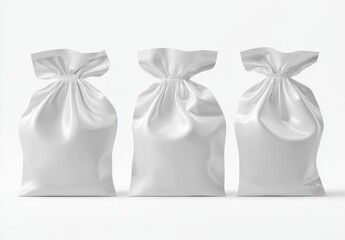 Mockup of a white bread cellophane package, with different views