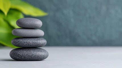 Serene Zen Garden with Polished Gemstones | Peaceful Meditation Space with Copy Space for Text | 8K High Detail Image