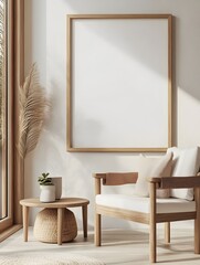 Minimalist Scandinavian Inspired House Frame Mockup with Clean Lines Natural Wood Elements and Serene Calming Ambiance  Bright and Open Space Decor Design