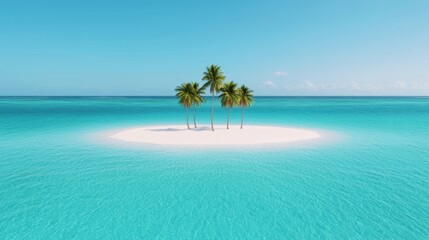 Fototapeta premium Shimmering Paradise: Tropical Island with Gemstone Sand Beaches and Copy Space for Text in 8K High Detail