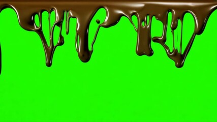 A green background with chocolate drizzled on it