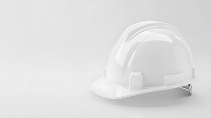 Fototapeta premium Isolated white construction helmet in a mockup style, front-facing and centered against a clean white background. Ideal for projects focused on safety, construction, and industrial design