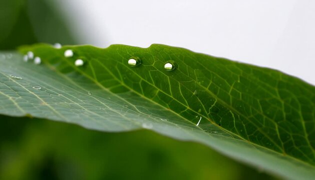 Close-Up of Leaf with Water Droplet: Nature's Beauty in Detail