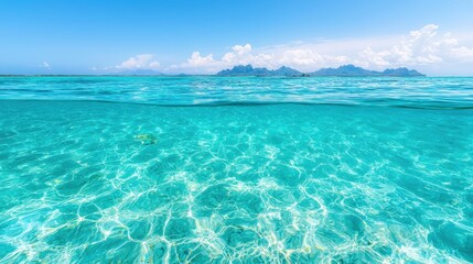 Tranquil Marine Sanctuary with Crystal-Clear Waters and Hidden Gems, Ideal for Nature Concept Designs - 8K High Detail with Copy Space
