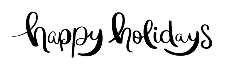 HAPPY HOLIDAYS black vector brush calligraphy banner