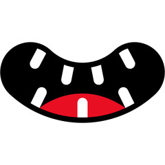 Funny Cartoon Mouth with Expression, Character Talking Mouth. Vector Flat Icon