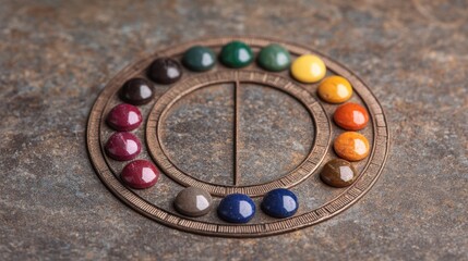 Obraz premium Vibrant Gemstone Sundial Casting Colored Shadows with Copy Space, 8K High Detail Image