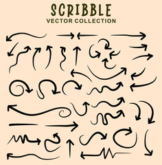 Set of hand drawn ink pen scribbles