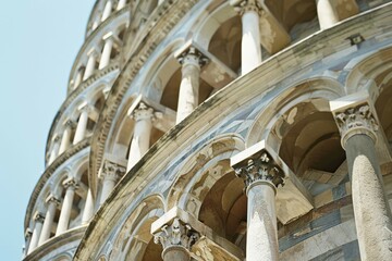 Leaning tower - Pisa, Italy. Beautiful simple AI generated image