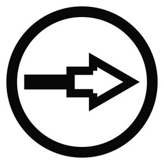 Artistic modern black arrow and circle stroke vector design isolated on a white square background