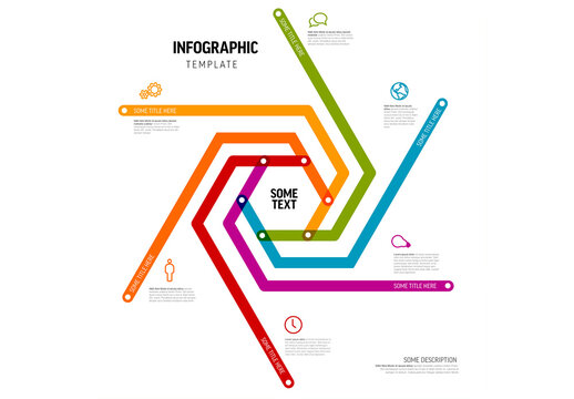 Multipurpose infographic layout template with big hexagon center and six elements
