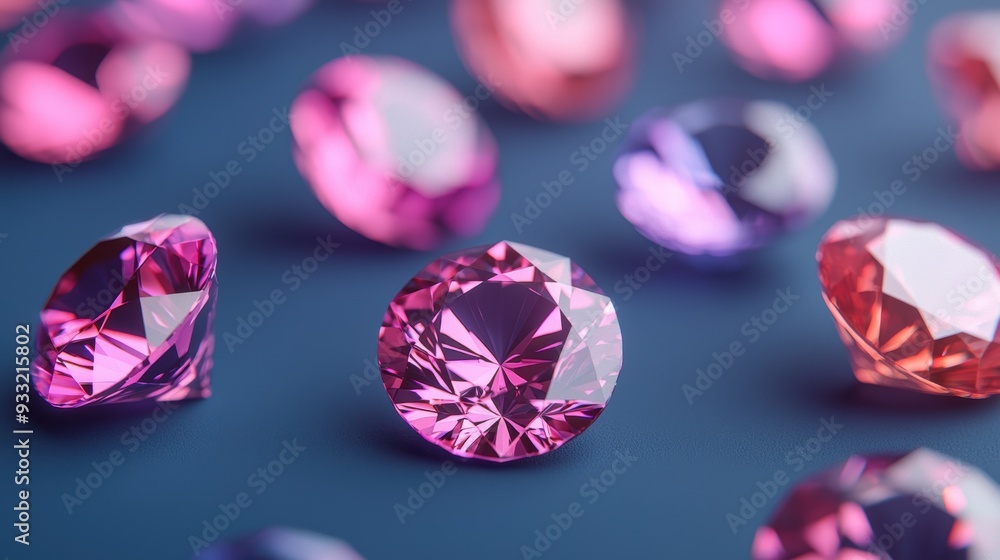 Poster exquisite hologram of rotating gemstones with copy space for text in high detail
