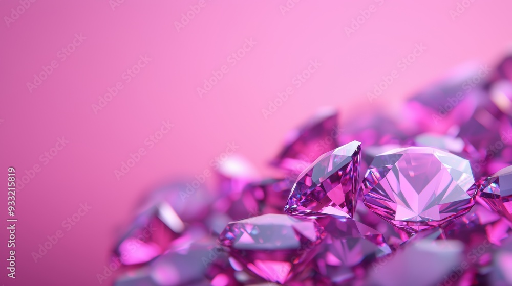 Poster futuristic hologram of gemstones rotating with copy space, high detail visualization in