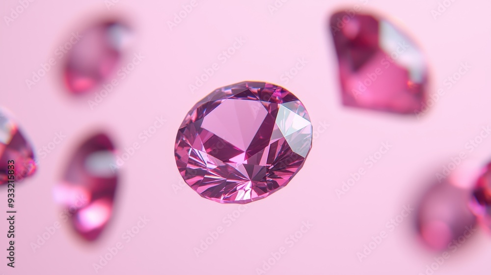 Poster mesmerizing hologram of rotating gemstones with copy space - high detail visuals