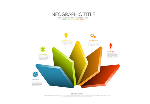 Multipurpose infographic template with five color blocks , icons and descriptions