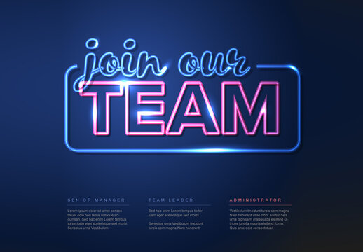 Join our team flyer with night neon text effect